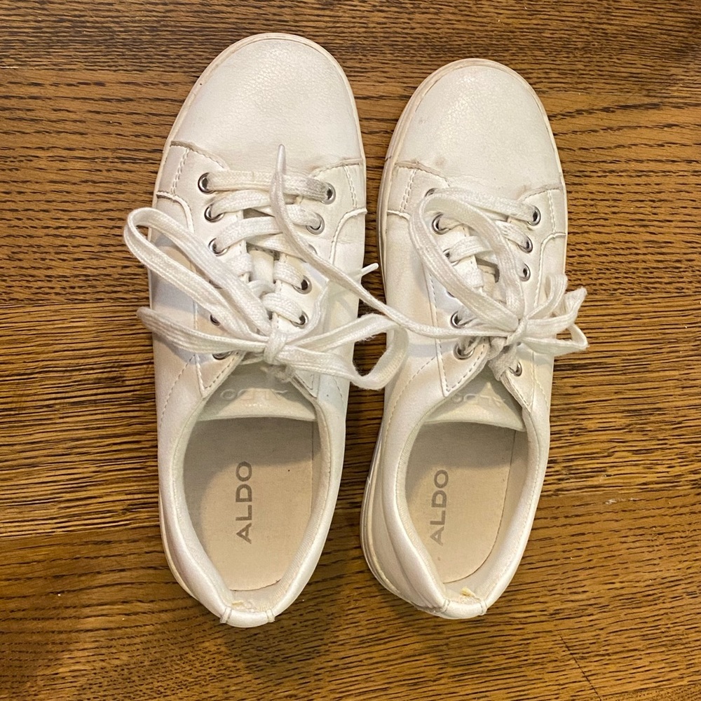 lightly used Aldo brand white sneakers
